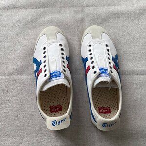 Onitsuka Tiger White Sneakers With Blue And Red Stripes